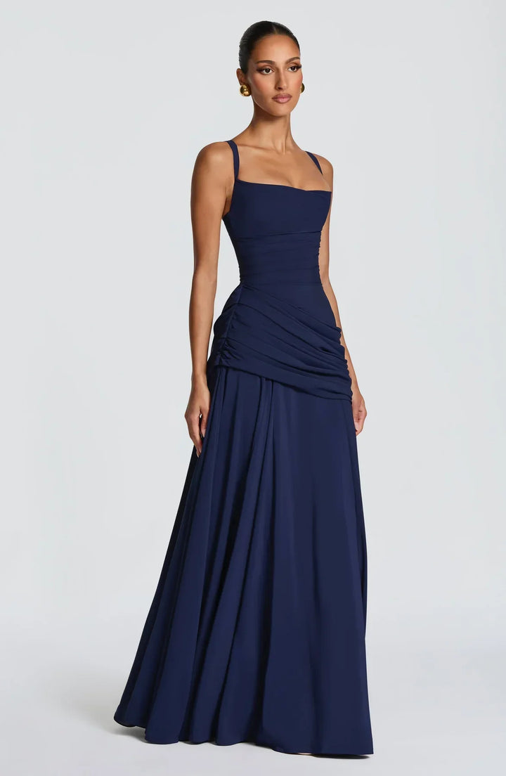 Hailey | Maxi dress with heart-shaped neckline and asymmetrical ruching