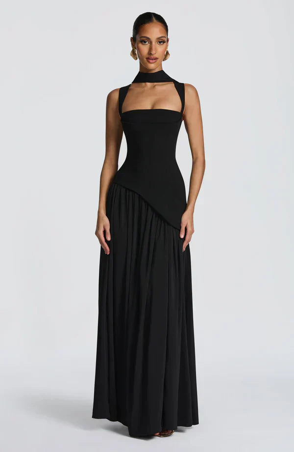 Mackenzie | Long dress with lacquered effect