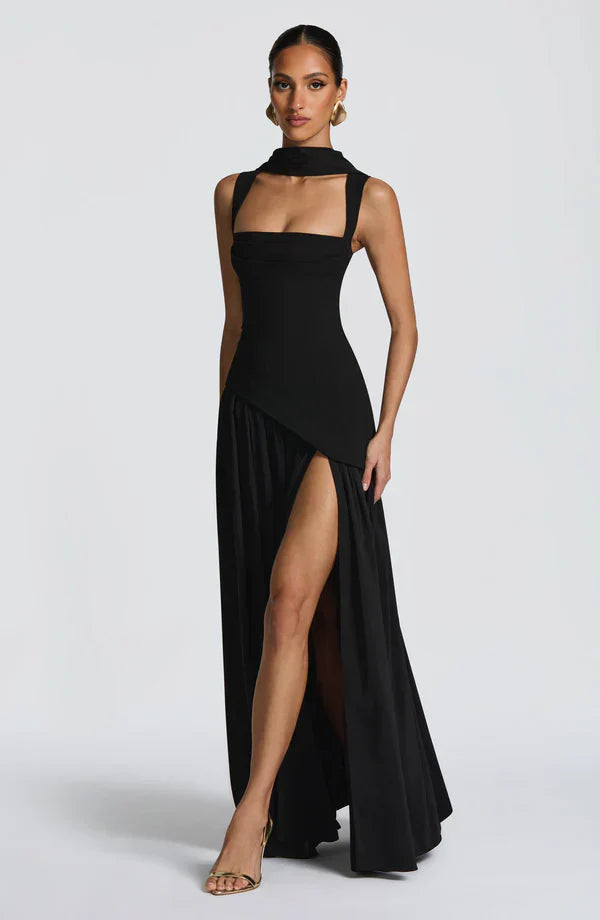 Mackenzie | Long dress with lacquered effect