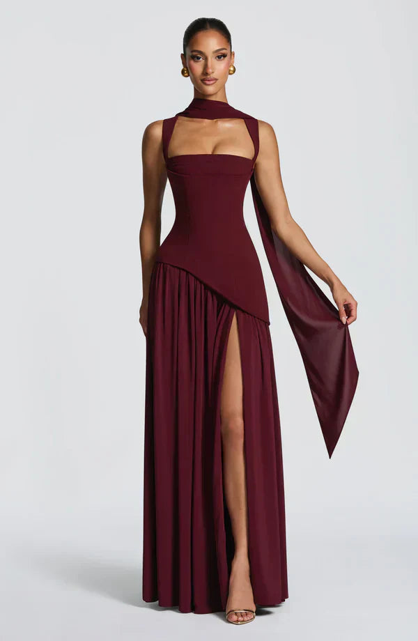 Mackenzie | Long dress with lacquered effect