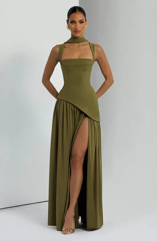 Mackenzie | Long dress with lacquered effect