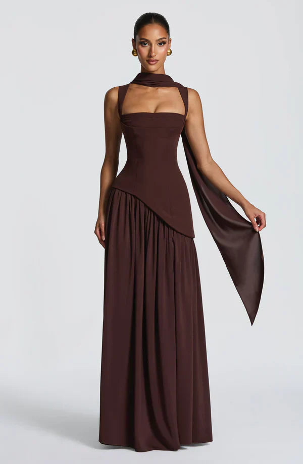 Mackenzie | Long dress with lacquered effect