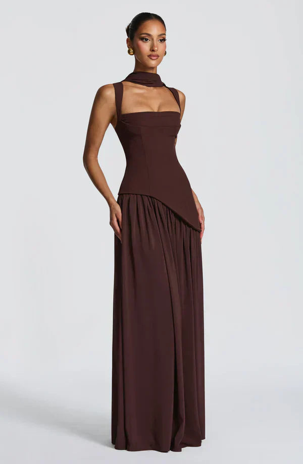 Mackenzie | Long dress with lacquered effect