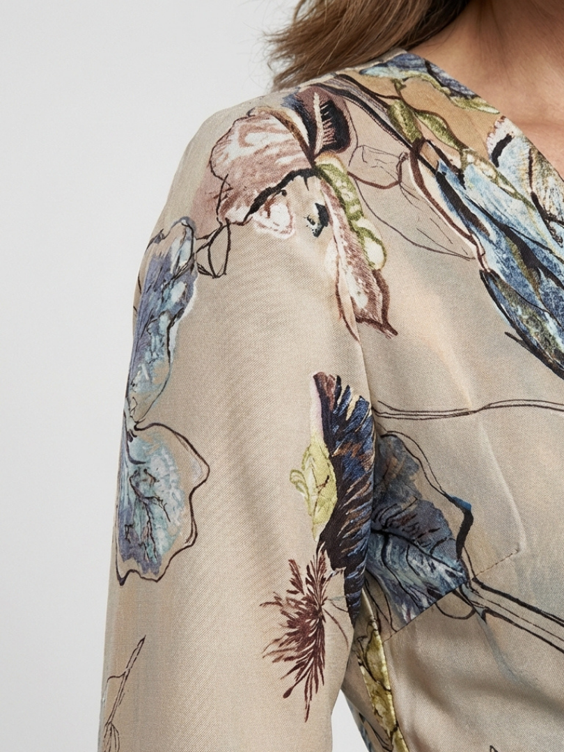 Taylor | Maxi wrap dress with floral print and three-quarter sleeves