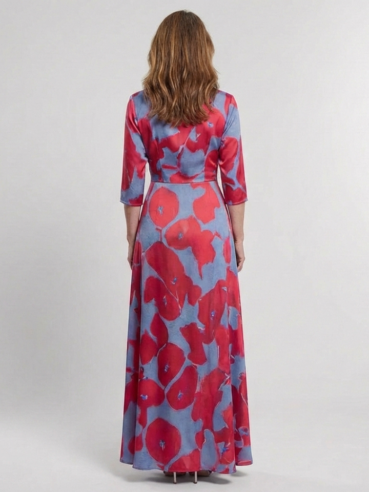 Rebecca | Maxi dress with flowers and three-quarter sleeves